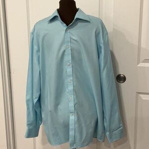 Michael Kors Turquoise Blue Dress Shirt No Iron Business Size 17 1/2 34/35